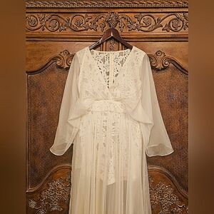 Lotus Threads Romper Dress Sheer to semi sheer Ivory Size 8